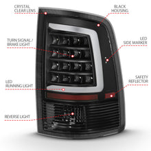 Load image into Gallery viewer, ANZO 2009-2018 Dodge Ram 1500 LED Taillight Plank Style Black w/Clear Lens 311318