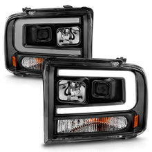 Load image into Gallery viewer, ANZO 99-04 Ford F250/F350/F450/Excursion (excl 99) Projector Headlights - w/ Light Bar Black Housing 111551