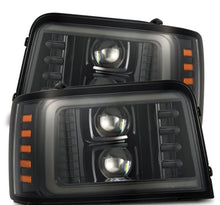 Load image into Gallery viewer, AlphaRex 92-96 Ford F-Series/Bronco PRO-Series Proj Headlights Alpha-Blk w/Seq. Sig &amp; DRL 880265 *Discontinued