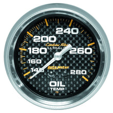 Load image into Gallery viewer, AutoMeter Carbon Fiber 2-5/8in 140-280 Deg F Mechanical Oil Temp Gauge 4841