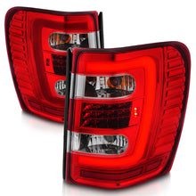 Load image into Gallery viewer, ANZO 1999-2004 Jeep Grand Cherokee LED Tail Lights w/ Light Bar Chrome Housing Red/Clear Lens 311396