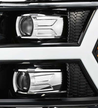 Load image into Gallery viewer, AlphaRex 07-13 Chevy 1500 LUXX LED Proj Headlights Plank Style Jet Blk w/ Activ Light/Seq Signal/DRL 880223 *Discontinued