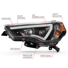Load image into Gallery viewer, ANZO 14-18 Toyota 4 Runner Plank Style Projector Headlights Black w/ Amber 111416