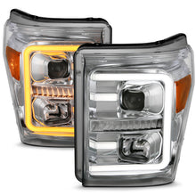 Load image into Gallery viewer, ANZO 11-16 Ford F-250/F-350/F-450 Projector Headlights w/ Plank Style Switchback Chrome w/Amber 111407