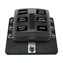 Load image into Gallery viewer, 6 Way 12V Circuit Screw Fuse Block - LED Indicators