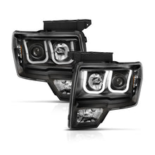 Load image into Gallery viewer, Anzo Ford F-150 09-14 Projector Switchback Headlights U-Bar Black W/ Amber