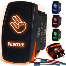 Load image into Gallery viewer, Waterproof Funny Rocker Switch 12v ON/Off, LED Backlit with Etched Design w/Toggle Switch 12v - UTV, Auto, Boat 20A Variation