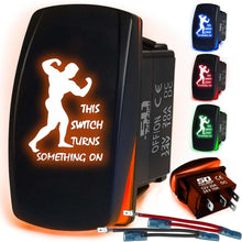 Load image into Gallery viewer, Waterproof Funny Rocker Switch 12v ON/Off, LED Backlit with Etched Design w/Toggle Switch 12v - UTV, Auto, Boat 20A Variation