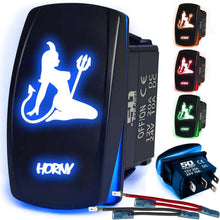 Load image into Gallery viewer, Waterproof Funny Rocker Switch 12v ON/Off, LED Backlit with Etched Design w/Toggle Switch 12v - UTV, Auto, Boat 20A Variation