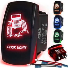 Load image into Gallery viewer, Waterproof Funny Rocker Switch 12v ON/Off, LED Backlit with Etched Design w/Toggle Switch 12v - UTV, Auto, Boat 20A Variation