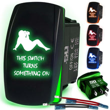 Load image into Gallery viewer, Waterproof Funny Rocker Switch 12v ON/Off, LED Backlit with Etched Design w/Toggle Switch 12v - UTV, Auto, Boat 20A Variation