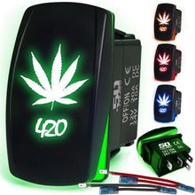 Load image into Gallery viewer, Waterproof Rocker Switch 12v ON/Off, LED Backlit with Etched Design w/Toggle Switch 12v - UTV, Auto, Boat 20A Variation