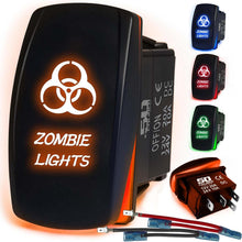 Load image into Gallery viewer, Waterproof Rocker Switch 12v ON/Off, LED Backlit with Etched Design w/Toggle Switch 12v - UTV, Auto, Boat 20A Variation