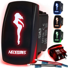 Load image into Gallery viewer, Waterproof Funny Rocker Switch 12v ON/Off, LED Backlit with Etched Design w/Toggle Switch 12v - UTV, Auto, Boat 20A Variation
