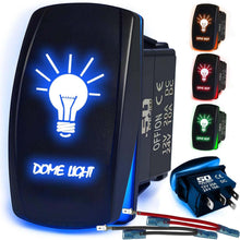 Load image into Gallery viewer, Waterproof Rocker Switch 12v ON/Off, LED Backlit with Etched Design w/Toggle Switch 12v - UTV, Auto, Boat 20A Variation