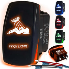 Load image into Gallery viewer, Waterproof Funny Rocker Switch 12v ON/Off, LED Backlit with Etched Design w/Toggle Switch 12v - UTV, Auto, Boat 20A Variation