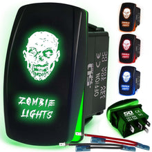 Load image into Gallery viewer, Waterproof Funny Rocker Switch 12v ON/Off, LED Backlit with Etched Design w/Toggle Switch 12v - UTV, Auto, Boat 20A Variation