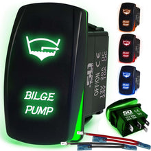 Load image into Gallery viewer, Waterproof Rocker Switch 12v ON/Off, LED Backlit with Etched Design w/Toggle Switch 12v - UTV, Auto, Boat 20A Variation