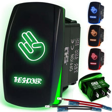 Load image into Gallery viewer, Waterproof Funny Rocker Switch 12v ON/Off, LED Backlit with Etched Design w/Toggle Switch 12v - UTV, Auto, Boat 20A Variation