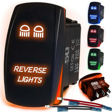 Load image into Gallery viewer, Waterproof Rocker Switch 12v ON/Off, LED Backlit with Etched Design w/Toggle Switch 12v - UTV, Auto, Boat 20A Variation
