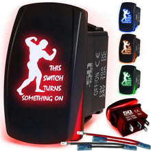 Load image into Gallery viewer, Waterproof Funny Rocker Switch 12v ON/Off, LED Backlit with Etched Design w/Toggle Switch 12v - UTV, Auto, Boat 20A Variation