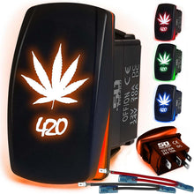 Load image into Gallery viewer, Waterproof Rocker Switch 12v ON/Off, LED Backlit with Etched Design w/Toggle Switch 12v - UTV, Auto, Boat 20A Variation