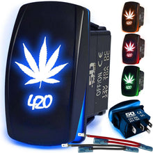 Load image into Gallery viewer, Waterproof Rocker Switch 12v ON/Off, LED Backlit with Etched Design w/Toggle Switch 12v - UTV, Auto, Boat 20A Variation