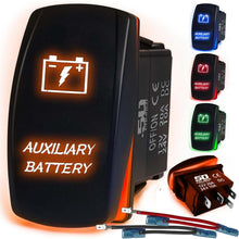 Load image into Gallery viewer, Waterproof Rocker Switch 12v ON/Off, LED Backlit with Etched Design w/Toggle Switch 12v - UTV, Auto, Boat 20A Variation