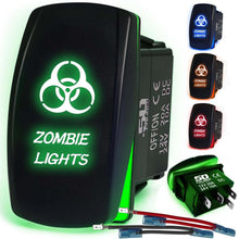 Load image into Gallery viewer, Waterproof Rocker Switch 12v ON/Off, LED Backlit with Etched Design w/Toggle Switch 12v - UTV, Auto, Boat 20A Variation