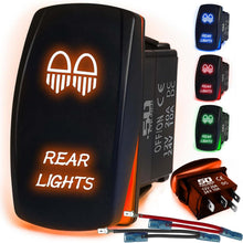 Load image into Gallery viewer, Waterproof Rocker Switch 12v ON/Off, LED Backlit with Etched Design w/Toggle Switch 12v - UTV, Auto, Boat 20A Variation