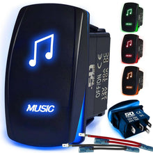 Load image into Gallery viewer, Waterproof Rocker Switch 12v ON/Off, LED Backlit with Etched Design w/Toggle Switch 12v - UTV, Auto, Boat 20A Variation