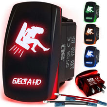 Load image into Gallery viewer, Waterproof Funny Rocker Switch 12v ON/Off, LED Backlit with Etched Design w/Toggle Switch 12v - UTV, Auto, Boat 20A Variation