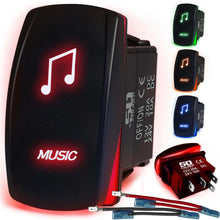 Load image into Gallery viewer, Waterproof Rocker Switch 12v ON/Off, LED Backlit with Etched Design w/Toggle Switch 12v - UTV, Auto, Boat 20A Variation