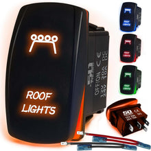 Load image into Gallery viewer, Waterproof Rocker Switch 12v ON/Off, LED Backlit with Etched Design w/Toggle Switch 12v - UTV, Auto, Boat 20A Variation