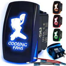 Load image into Gallery viewer, Waterproof Funny Rocker Switch 12v ON/Off, LED Backlit with Etched Design w/Toggle Switch 12v - UTV, Auto, Boat 20A Variation