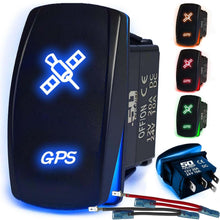 Load image into Gallery viewer, Waterproof Rocker Switch 12v ON/Off, LED Backlit with Etched Design w/Toggle Switch 12v - UTV, Auto, Boat 20A Variation