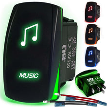 Load image into Gallery viewer, Waterproof Rocker Switch 12v ON/Off, LED Backlit with Etched Design w/Toggle Switch 12v - UTV, Auto, Boat 20A Variation