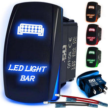 Load image into Gallery viewer, Waterproof Rocker Switch 12v ON/Off, LED Backlit with Etched Design w/Toggle Switch 12v - UTV, Auto, Boat 20A Variation