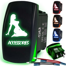 Load image into Gallery viewer, Waterproof Funny Rocker Switch 12v ON/Off, LED Backlit with Etched Design w/Toggle Switch 12v - UTV, Auto, Boat 20A Variation