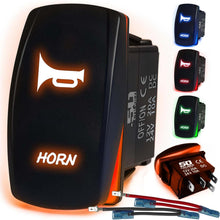 Load image into Gallery viewer, Waterproof Rocker Switch 12v ON/Off, LED Backlit with Etched Design w/Toggle Switch 12v - UTV, Auto, Boat 20A Variation