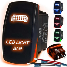 Load image into Gallery viewer, Waterproof Rocker Switch 12v ON/Off, LED Backlit with Etched Design w/Toggle Switch 12v - UTV, Auto, Boat 20A Variation