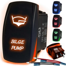 Load image into Gallery viewer, Waterproof Rocker Switch 12v ON/Off, LED Backlit with Etched Design w/Toggle Switch 12v - UTV, Auto, Boat 20A Variation