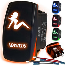 Load image into Gallery viewer, Waterproof Funny Rocker Switch 12v ON/Off, LED Backlit with Etched Design w/Toggle Switch 12v - UTV, Auto, Boat 20A Variation