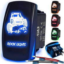 Load image into Gallery viewer, Waterproof Funny Rocker Switch 12v ON/Off, LED Backlit with Etched Design w/Toggle Switch 12v - UTV, Auto, Boat 20A Variation