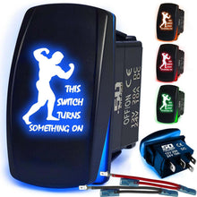Load image into Gallery viewer, Waterproof Funny Rocker Switch 12v ON/Off, LED Backlit with Etched Design w/Toggle Switch 12v - UTV, Auto, Boat 20A Variation