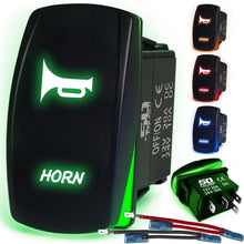 Load image into Gallery viewer, Waterproof Rocker Switch 12v ON/Off, LED Backlit with Etched Design w/Toggle Switch 12v - UTV, Auto, Boat 20A Variation