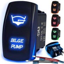 Load image into Gallery viewer, Waterproof Rocker Switch 12v ON/Off, LED Backlit with Etched Design w/Toggle Switch 12v - UTV, Auto, Boat 20A Variation
