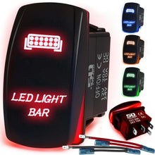 Load image into Gallery viewer, Waterproof Rocker Switch 12v ON/Off, LED Backlit with Etched Design w/Toggle Switch 12v - UTV, Auto, Boat 20A Variation