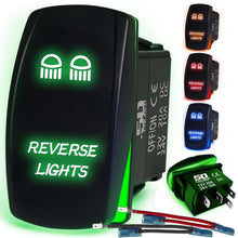Load image into Gallery viewer, Waterproof Rocker Switch 12v ON/Off, LED Backlit with Etched Design w/Toggle Switch 12v - UTV, Auto, Boat 20A Variation