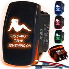 Load image into Gallery viewer, Waterproof Funny Rocker Switch 12v ON/Off, LED Backlit with Etched Design w/Toggle Switch 12v - UTV, Auto, Boat 20A Variation